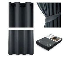 AmeliaHome CURT/AH/BLACKOUT/EYELETS/CHARCOAL/140X175/1PC