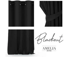 Naktinė užuolaida su žiedais AmeliaHome BLACKOUT 140X245 cm, 1 vnt., spalva: juoda