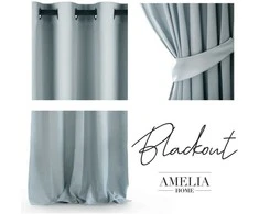 Naktinė užuolaida su žiedais AmeliaHome BLACKOUT 140X245 cm, 1 vnt., spalva: sidabrinė