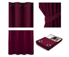 AmeliaHome Užuolaida užtamsinanti vyno spalvos 140×175 cm su žiedais AH