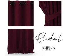 Naktinė užuolaida su žiedais AmeliaHome BLACKOUT 140X245 cm, 1 vnt., spalva: bordo (vyno)