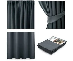 Naktinė užuolaida AmeliaHome BLACKOUT 140X245 cm, 1 vnt., juosta/kabliukai, spalva: grafito