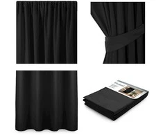 Naktinė užuolaida AmeliaHome BLACKOUT 140X245 cm, 1 vnt., juosta/kabliukai, spalva: juoda