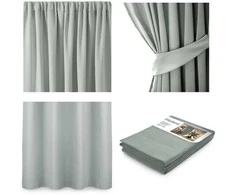 Naktinė užuolaida AmeliaHome BLACKOUT 140X245 cm, 1 vnt., juosta/kabliukai, spalva: sidabrinė