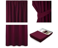 Naktinė užuolaida AmeliaHome BLACKOUT 140X245 cm, 1 vnt., juosta/kabliukai, spalva: bordo