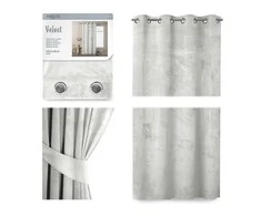 Naktinė užuolaida su žiedais AmeliaHome VELVET 140X245 cm, 1 vnt., spalva: balta
