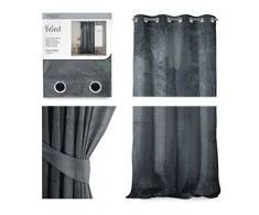 Naktinė užuolaida su žiedais AmeliaHome VELVET 140X270 cm, 1 vnt., spalva: grafito