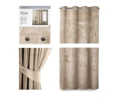 Naktinė užuolaida su žiedais AmeliaHome VELVET 140X245 cm, 1 vnt., spalva: kreminė