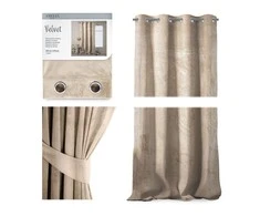 Naktinė užuolaida su žiedais AmeliaHome VELVET 140X270 cm, 1 vnt., spalva: kreminė