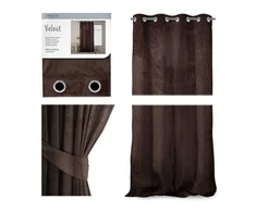 Naktinė užuolaida su žiedais AmeliaHome VELVET 140X270 cm, 1 vnt., spalva: tamsiai ruda