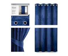 Naktinė užuolaida su žiedais AmeliaHome VELVET 140X245 cm, 1 vnt., spalva: tamsiai mėlyna
