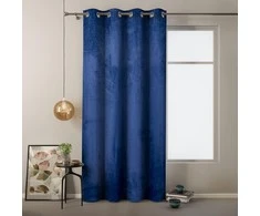 Naktinė užuolaida su žiedais AmeliaHome VELVET 140X245 cm, 1 vnt., spalva: tamsiai mėlyna