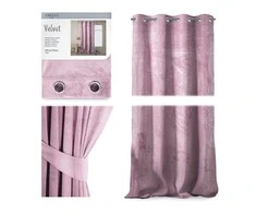 Naktinė užuolaida su žiedais AmeliaHome VELVET 140X270 cm, 1 vnt., spalva: rožinė