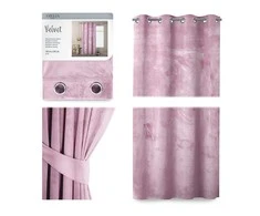 Naktinė užuolaida su žiedais AmeliaHome VELVET 140X245 cm, 1 vnt., spalva: rožinė