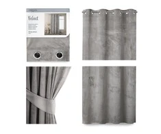 Naktinė užuolaida su žiedais AmeliaHome VELVET 140X245 cm, 1 vnt., spalva: sidabrinė
