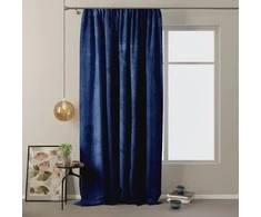 Naktinė užuolaida AmeliaHome VELVET 140X270 cm, 1 vnt., juosta/kabliukai, spalva: tamsiai mėlyna