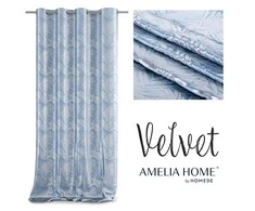 AmeliaHome Užuolaida su lapų raštu šviesiai mėlyna Velvet Amelia Home