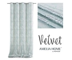 AmeliaHome Užuolaida su žiedais Velvet sidabrinių lapų raštu mėtinės spalvos