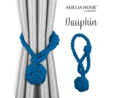 AmeliaHome Dauphin tamsiai mėlynos užuolaidos, 2 vnt.