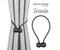 AmeliaHome Užuolaidų komplektas Toronto, juodos spalvos, 2 vnt