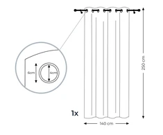 AmeliaHome Užuolaida su kilpomis Irvette 140×250 rudos spalvos