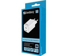 Sandberg kintamosios srovės įkroviklis Dual USB-C PD65W EU