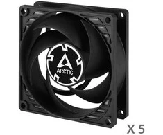 ARCTIC P8 Silent ypač tylūs korpuso ventiliatoriai, 3-pin, 80mm, juodi, 5 vnt.