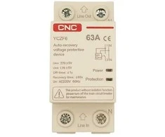 CNC Įtampos apsaugos relė, 1P+N, 63A, 230V, su atsistatymo funkcija