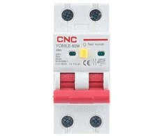 CNC Nuotėkio relė su automatiniu išjungikliu, 2P, 63A, C klasės, 30mA, 6kA