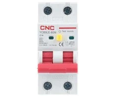 CNC Nuotėkio relė su automatiniu išjungikliu, 2P, 16A, C klasės, 30mA, 6kA