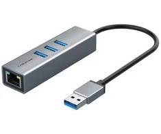 Extra Digital Premium adapteris USB 3.0 - USB 3.0 (3 Ports) + RJ45, 0.15m