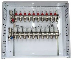 Hismart Grindinio šildymo kolektorius 10 kontūrų su terminėmis pavaromis NC AC230V ir debitomačiais