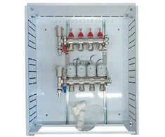 Hismart Grindinio šildymo kolektorius 4 kontūrų su terminėmis pavaromis NC AC230V ir debitomačiais