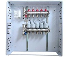 Hismart Grindinio šildymo kolektorius 5 kontūrų su terminėmis pavaromis NC AC230V ir debitomačiais