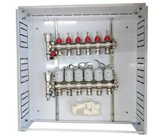 Hismart Grindinio šildymo kolektorius 6 kontūrų su terminėmis pavaromis NC AC230V ir debitomačiais