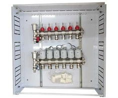 Hismart Grindinio šildymo kolektorius 6 kontūrų su terminėmis pavaromis NC AC230V ir debitomačiais