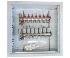 Hismart Grindinio šildymo kolektorius 7 kontūrų su terminėmis pavaromis NC AC230V ir debitomačiais