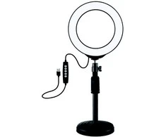 Puluz LED žiedinė lempa 16cm, su stovu iki 33cm, USB, RGBW