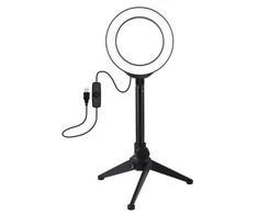 Puluz LED žiedinė lempa 12cm, su trikoju staliniu stovu iki 21.8cm, USB,