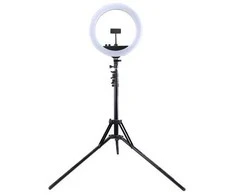 Puluz LED žiedinė lempa 34.5cm, su trikoju stovu iki 1.85m, veidrodžiu ir telefono laikikliu, USB