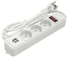 Šakotuvas EXD Buitinis ilgiklis 1.8m, 3 lizdai + 2 USB, su jungikliu
