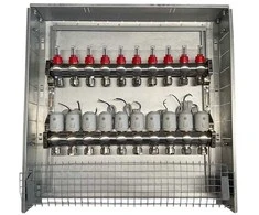Hismart Grindinio šildymo kolektorius 10 kontūrų su terminėmis pavaromis NC AC230V ir debitomačiais