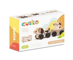 Cubika Medinis žaislas Šuniukai su ratukais
