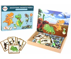 Edukacinių magnetinių kortelių su dinozaurais rinkinys Lean Toys