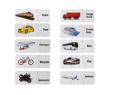 Lean Toys Edukacinė dėlionė "Transporto priemonės", anglų k., 10 derinių