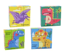 Lean Toys Spalvotos dėlionės blokai dinozaurai 6in1, 9 el.