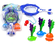 Lean Toys Vonios žaislų rinkinys vaikams su rykliu ir jūros gyvūnais