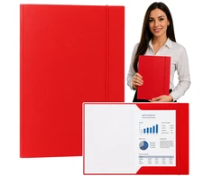 Lean Cardboard Folder with Elastic Band, Lacquered, A4, 300g/m2, Raudona