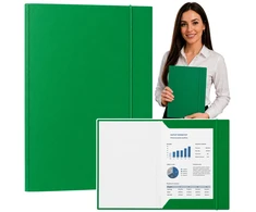 Lean Cardboard Folder with Elastic Band, Lacquered, A4, 300g/m2, Žalias