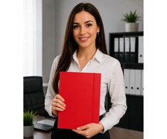 Lean Cardboard Folder with Elastic Band, Lacquered, A4, 300g/m2, Raudona
